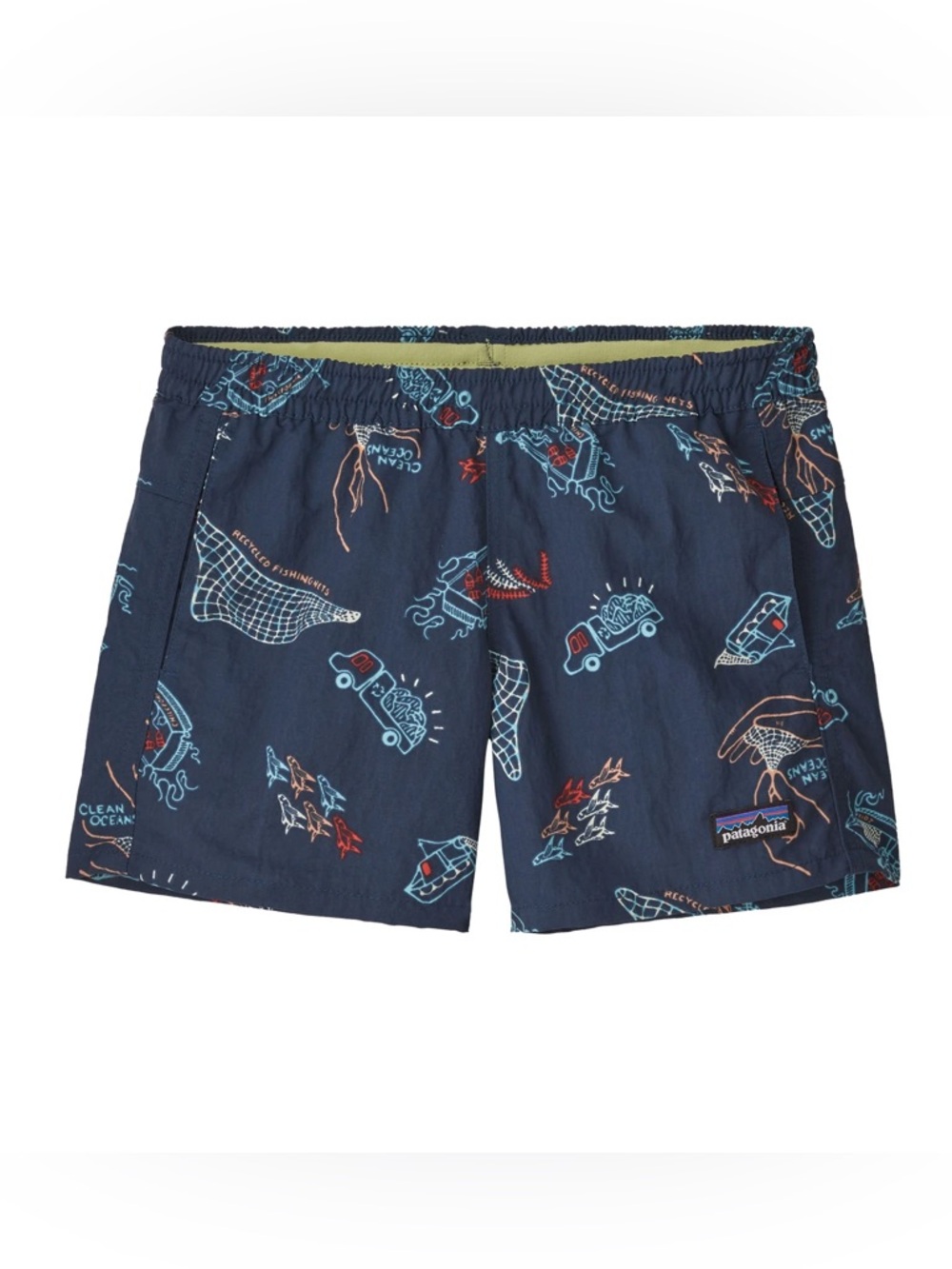Patagonia Boys Shorts Baggies Blue Ocean Elastic Waist Size 3T Summer Beach